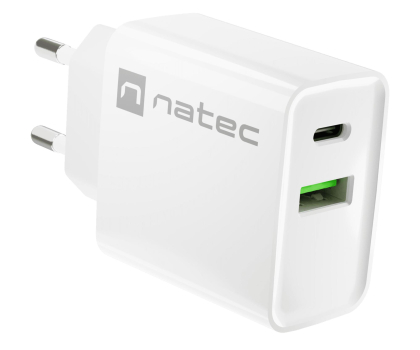 Ładowarka i akumulator NATEC RIBERA 1X USB-A + 1X USB-C 20W BIAŁA NUC-2061